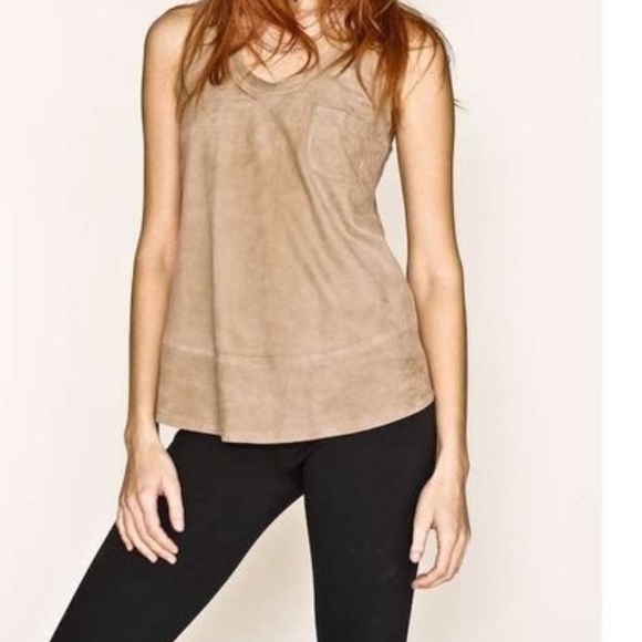 Joie Tops - Joie Alicia Leather Tank Top Color Mink
